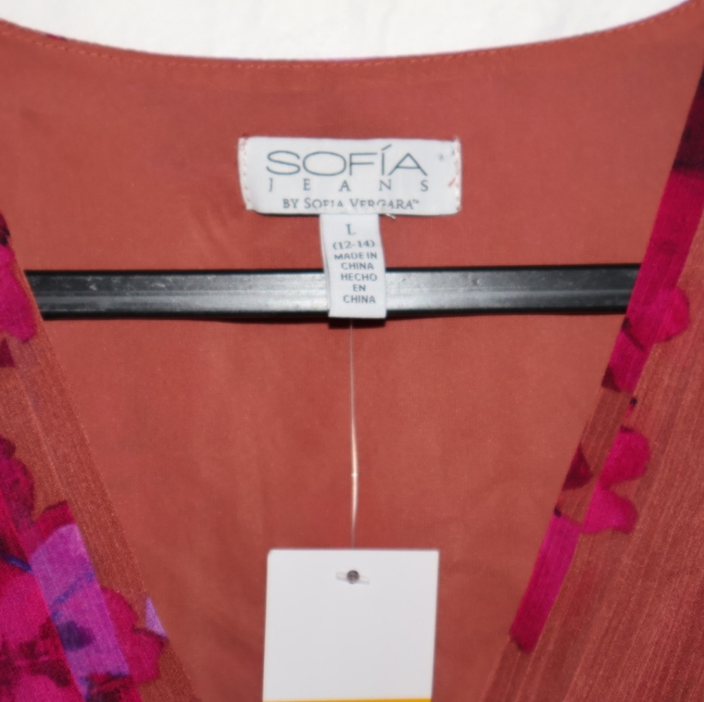 Sofia Vergara Ruched Waist Blouse with Long Sheer Sleeves. - Picture 2 of 11